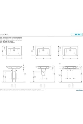 Serel Dıagonal 48 x 65 CM Duvara Monte Lavabo Dg01Tds110H