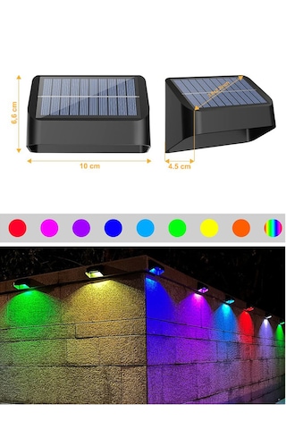 Greentech Güneş Enerjili 8 Renk Geçişli Duvar Aydınlatma (4 Adet) / GT-SL16