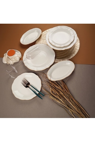 Porser Fulya 18 Parça Yemek Takımı Altın Fileli