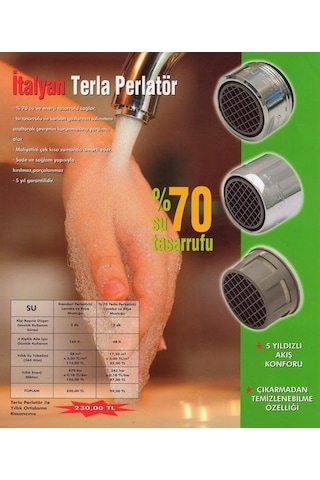 Perlatör %70 Su Tasarruflu 7 Lt Akışlı