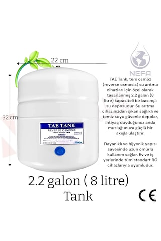 Su Arıtma Tankı 8 Lt Tüm Cihazlara Uyumlu, Paslanmaz Çelik Tank,