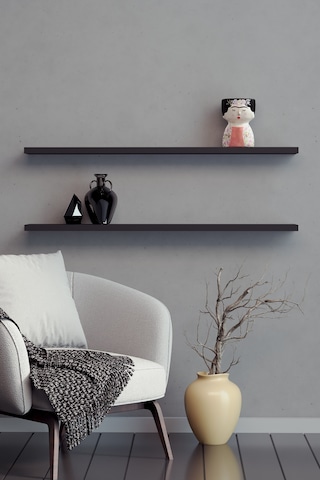 Yankı-BYEG 2li 80 cm Mat Siyah Mdf Duvar Rafı Gizli Bağlantı Kitaplık