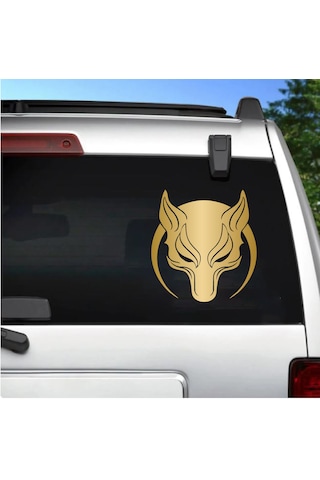 Börü Sticker - Gökbörü Kurt Hilal Sticker - Araba Oto Cam Motosiklet Karavan Sticker - 00238 15x14 Cm