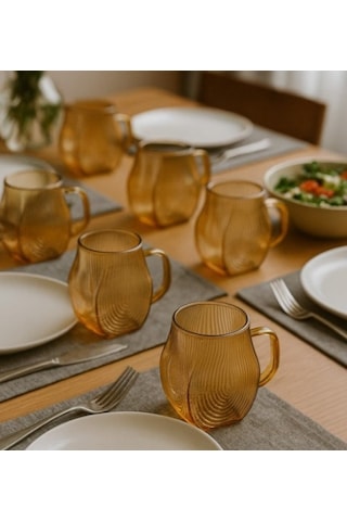 Borosilikat Cam Amber Salyangoz Desenli Filtreli Sürahi 2500 Ml Ve 2 Adet 300 Ml Bardak