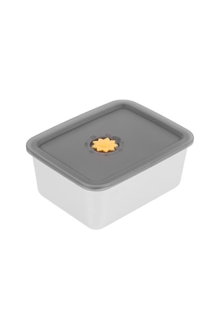 Kapaklı Paslanmaz Çelik Gıda Kabı Muhafaza Kutusu Meyve Salatası Aperatif Kutusu Kahverengi - Krem