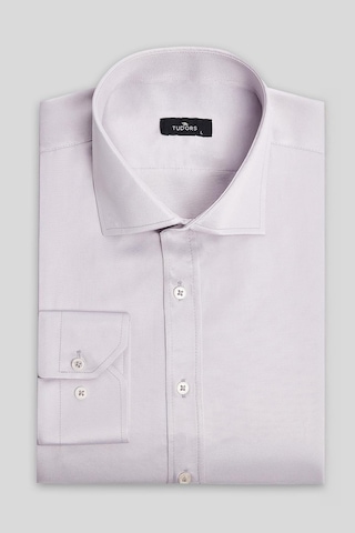 Tudors Erkek Modern Slim Fit Düz Saten Pamuklu Bej Gömlek-32972 Bej
