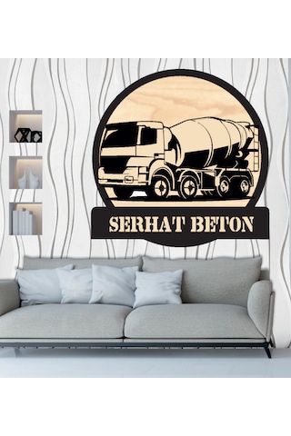 Beton Mikseri Temalı Ahşap Duvar Tablo Ahşap