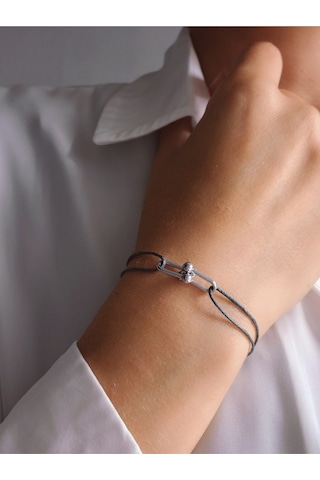 Tiffany Model Deri İpli El Yapımı Silver Füme Gri Renkli Bileklik Füme