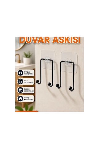 2'li Yapışkanlı Askılık Mutfak Banyo Ve Ev İçin Renkli