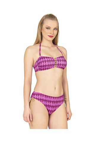 Endeep Kadın Pembe Parıltılı Straplez İp Detaylı Bikini Takımı Pembe