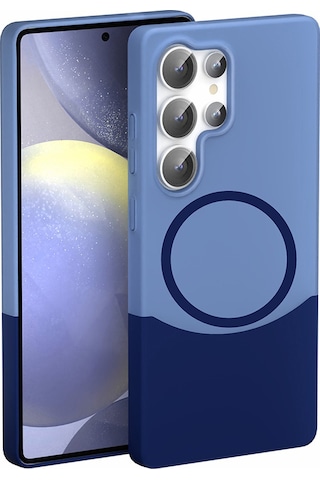 Mobilteam Galaxy Uyumlu S24 Ultra Kılıf M-safe Şarj Özellikli Mıknatıslı Duble Kapak - Gri Gri