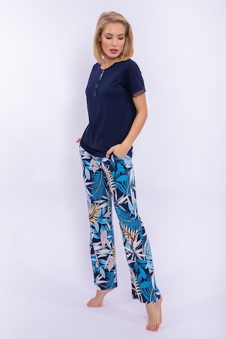 Pierre Cardin Yaprak Desenli Lacivert Kadın Homewear 5274-29366 Lacivert