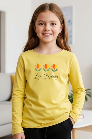 3'lü Yuvarlak Yaka Baskı Detaylı Kız Çocuk Sweatshirt Çok Renkli