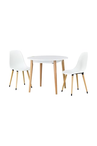 Vilinze Eames Sandalye Avanos Yuvarlak Ahşap Mutfak Masası Takımı - 90x90 Cm Natürel
