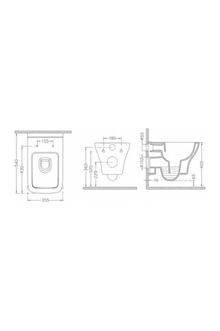 Dura Bagno Petra Kare Asma Klozet Rimless 54 Cm Yavaş Kapanır Kapak Dahil Beyaz Dbo.36.01.03.01