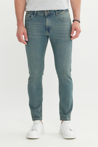 Ac&Co / Altınyıldız Classics Erkek Petrol Mavısı Pamuklu Ekstra Slim Fit Dar Kesim 5 Cep Esnek Kot Denim Jean Pantolon