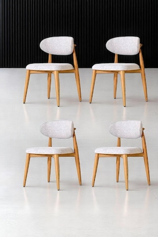 Polo Ahşap Sandalye 4 Adet Ahşap Mutfak Sandalyesi Salon Sandalyesi Yemek Masası Sandalyesi Beyaz
