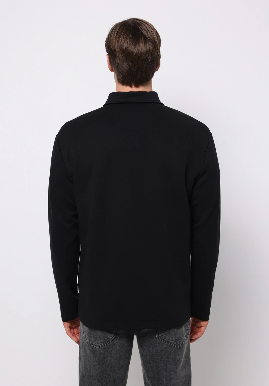 Colin's Colins Comfort Fit Polo Yaka Düz Erkek Siyah Uzun Kol Tişört Cl1077104 Q1.v2 Blk Siyah