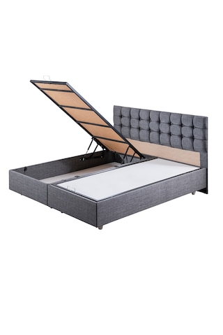 Venedik Çift Kişilik Baza Başlık Letto Yatak Seti - Gri 150 x 200