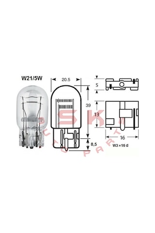 Skauoto 12V 21 5W 1016 T20 Dipsiz Ampul Çift Duy W21 5W 10 Adet