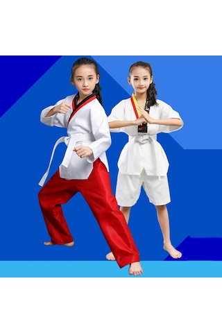 Sones Taekwondo Giyim Çocuk Yetişkin Pamuklu Erkek Ve Kadın Taekwondo Eğitim Üniformaları Pinoscience Kırmızı Pantolon Kırmızı