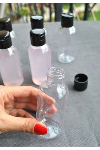 6 Adet 100 Ml Siyah Fliptop Kapaklı Şeffaf Kolonya Şişesi Doldurulabilir Pet Şişe Şampuan Krem Seyahat Boy