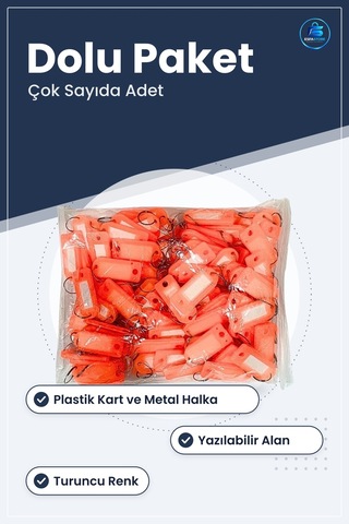 Anahtarlık Yazılı Kart Turuncu Dolu Paket Anahtar Etiketi Plastik