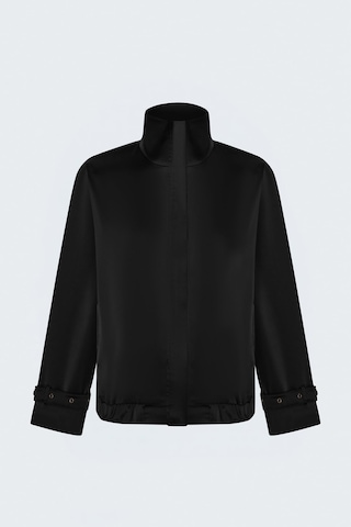 Sateen Saten Bomber Ceket - Siyah-137970