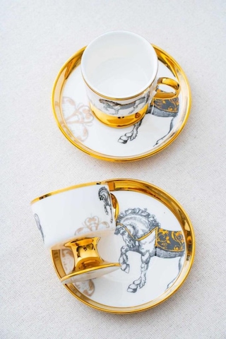 Acar Hxf-06852 Tamara 2 Kişilik Kahve Fincan Takımı Gold