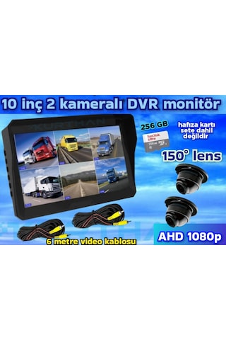 2 Adet 1080 P Ahd 150'' Ultra Mini Kamera 6 Kanallı Monitör 12 V