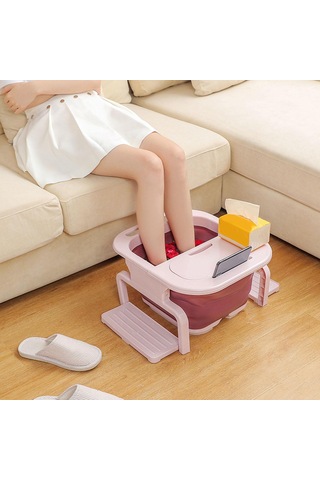 Homyl Masaj Silindirli Katlanabilir Ayak Banyo Küveti Pembe Pembe