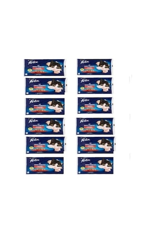 Purina Felix Multipack Sığır ve Tavuk Etli Yetişkin Kedi Maması 12'li 4 x 85 G
