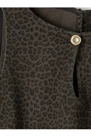 LC Waikiki Kahverengi Leopar Desenli Mini Jean Elbise