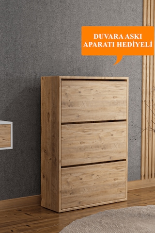 Ae-1078 Vizyon Ayakkabılık Duvara Monte Edilebilir, Atlantik Çam Atlantik - Çam