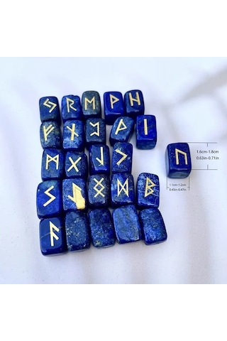 Willowhaven Doğal Lapis Lazuli Rune Taşları Seti - 25 Parça Ametist Oyma Sembol Takı Yapım Kiti
