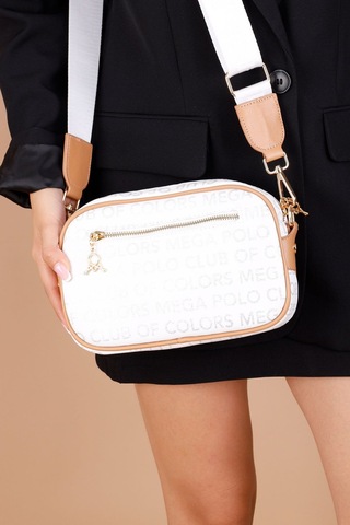 Mega Polo Kadın Monogram Çapraz Çanta Beyaz