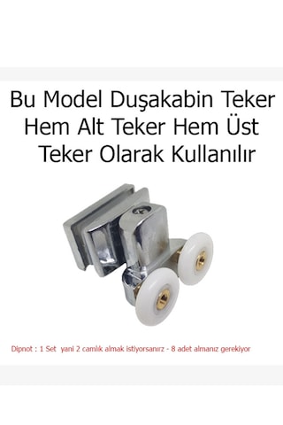 Kabinet Duşakabin Çift Delikli Teker 1 Adet Krom