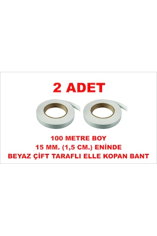 Çift Taraflı Beyaz Bant 100 M. 15 Mm 2 Adet