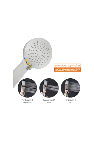 Aqua Bagno Smile El Duşu - Duş Başlığı 3 Fonksiyonlu Krom