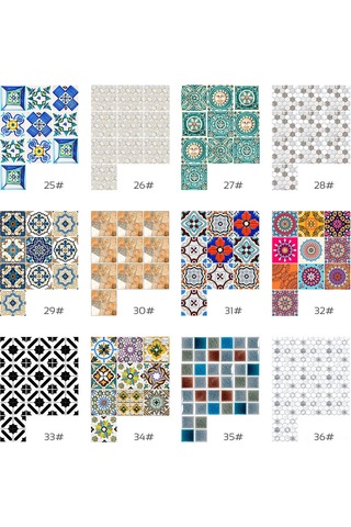 Geekyou Klasik Tarzlı Otomatik Yapışkan Duvar Sticker 20x20cm 10 Adet - Ev Dekoru İçin Kolay Kurulum, Kaldırma İmkanlı Pvc Mermalı Desenli Kaplama