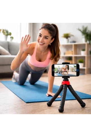 Esnek Youtuber Yayıncılar Ve Sosya Medya İçin İdeal 30cm Ahtapot 360 Derece Taşınabilir Ayakları Bükülebilir Selfie Telefon Tutuculu 3 Ayaklı Kampda Tatilde Gezilerde Çok Hafif 320gr