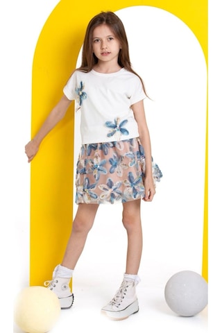 Kız Çocuk Zambak Detaylı Etekli Takım Mavi