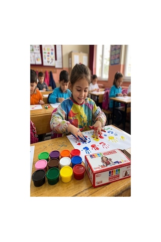 Parmak Boya 12 Renk 1 Adet Südor 25 Ml 12 Li Parmak Boyası Resim Dersi Su Bazlı Resim Okul Öncesi Kreş Anasınıfı Çok Renkli