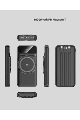 15w Kablosuz Hızlı Şarjlı 10000 Mah Powerbank Taşınabilir, Led Göstergeli Siyah 95472112