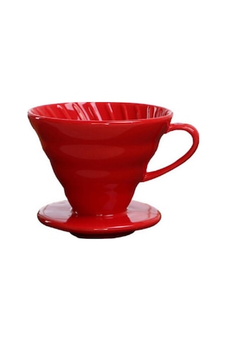 Seramik Kahve Dripper - Porselen Kahve Demleyici Ve Aleti - No: 2 - Kırmızı Hario V60 Benzeri