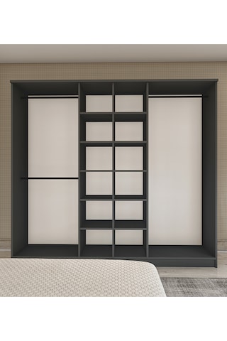 Gm 087 Favorite 6 Kapılı Aynasız Sonomo - Antrasit Gri Gardırop