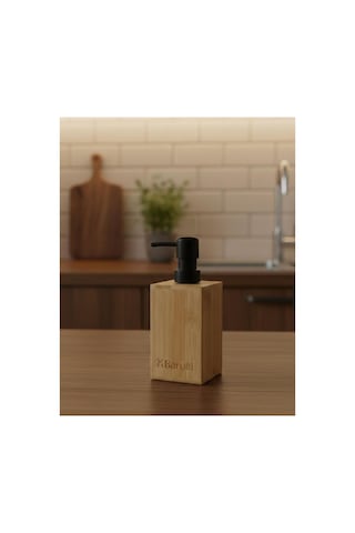 Modern Doğal Görünümlü Bambu Kare Sıvı Sabunluk, Losyonluk Doğal Bambu