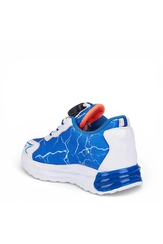 Zacoz Erkek Çocuk Akıllı Bağcıklı Ateş Desenli Spor Sneaker Ayakkabı Beyaz - Mavi
