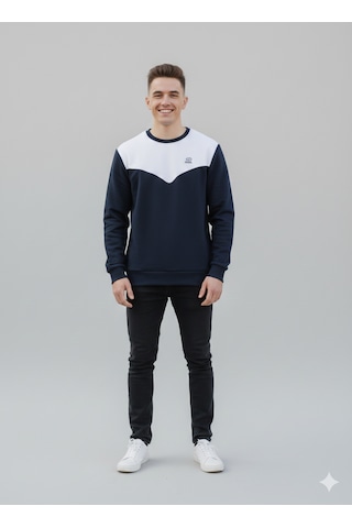 Fumex Unisex Oversize 3 İplik Şardonlu Sweatshirt - Premium Kalite Penye - Kışlık Siyah - Beyaz