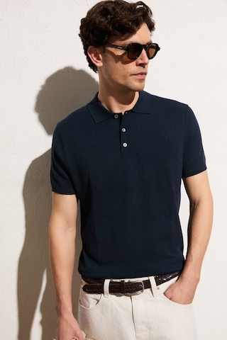 Grimelange Vesto Erkek Triko Lacivert Polo Yaka T-shirt